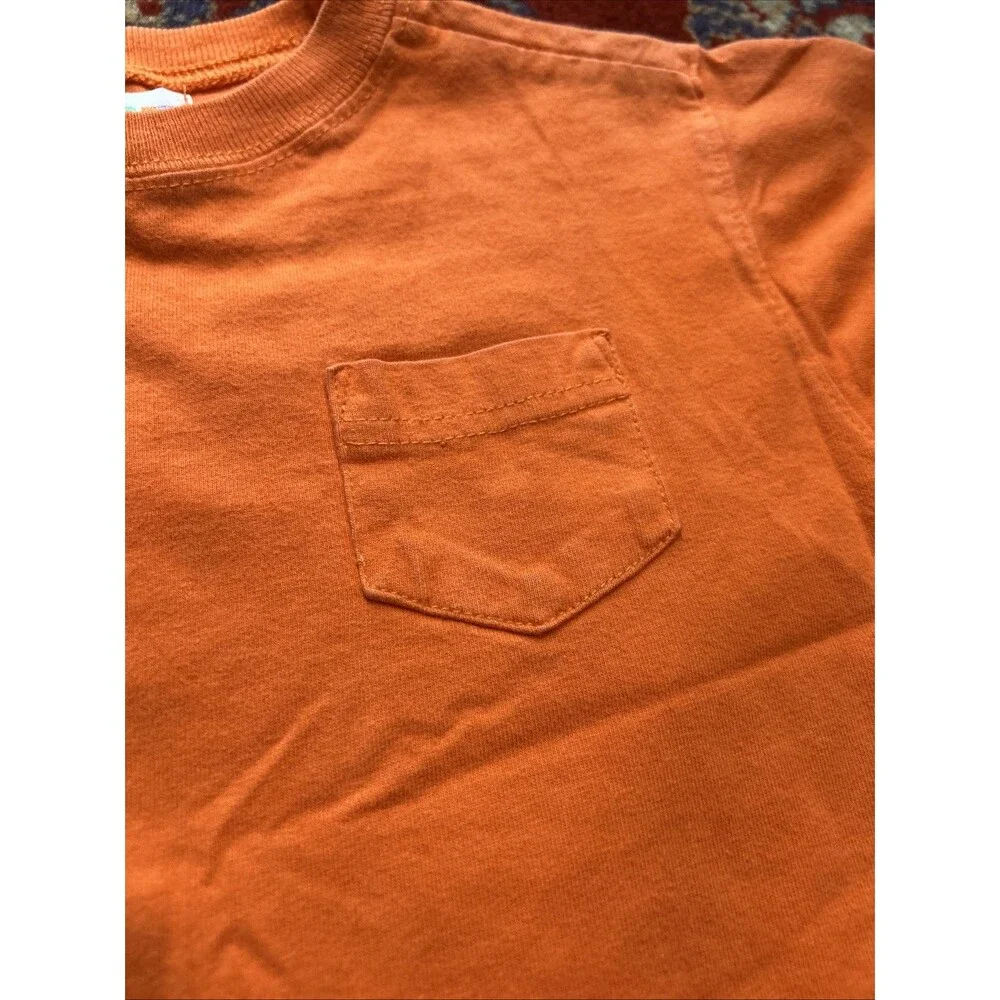 Vintage 1998 Gymboree Rainbow Tag Orange Cotton Pocket Tee Shirt Kids Baby XS 2T